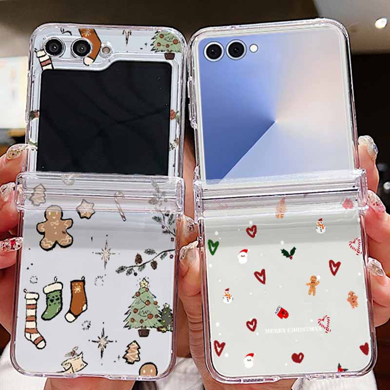 Phone Cases Z Flip 7 - Casing Ponsel Transparan Motif Rusa Natal