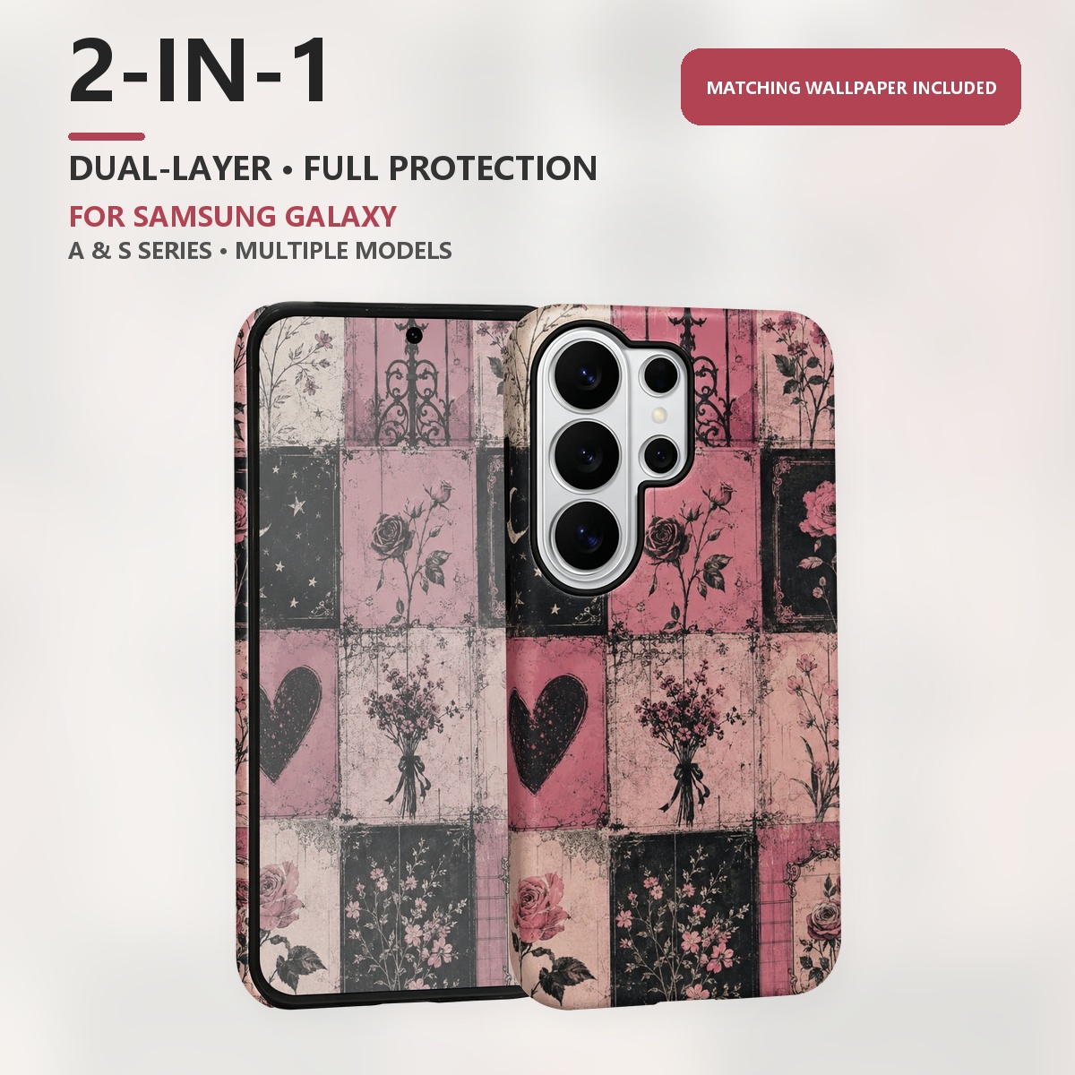 Phone Cases Vintage - Casing Ponsel 2-in-1 Berlapis Ganda dengan