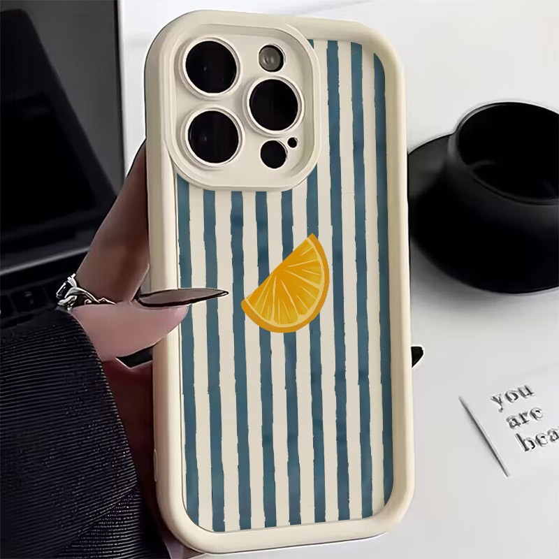 Phone Cases Xiaomi 14 - Casing Ponsel Pola Irisan Lemon Bergaris
