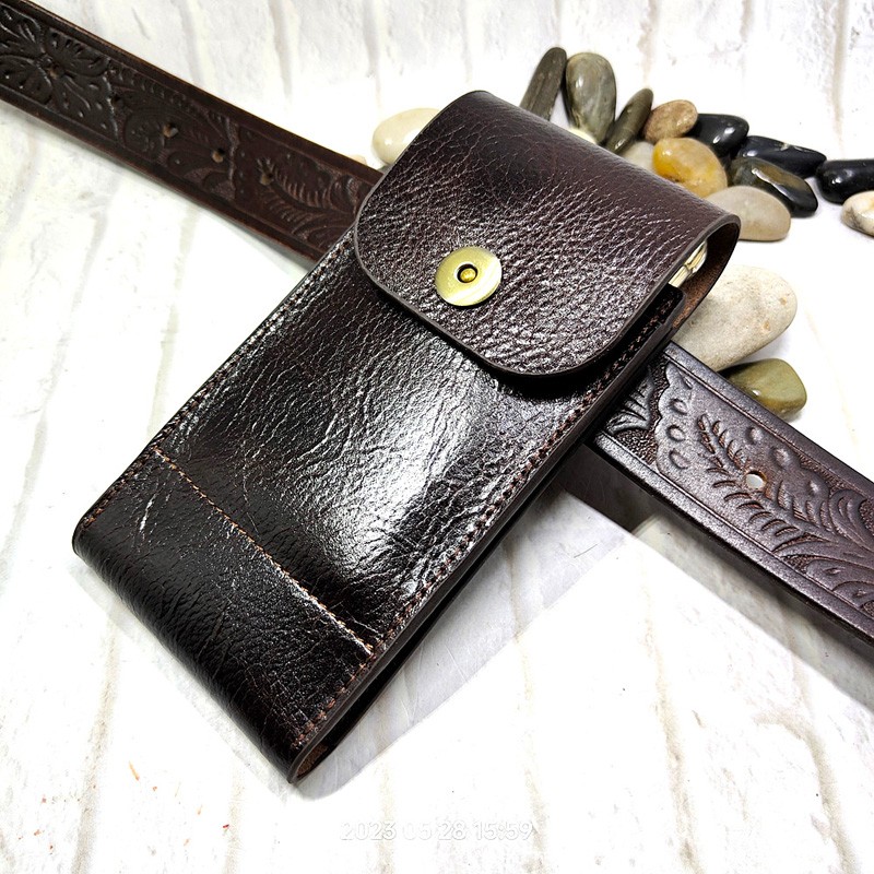 Phone Cases Men - Tas Pinggang ponsel kulit asli, dompet