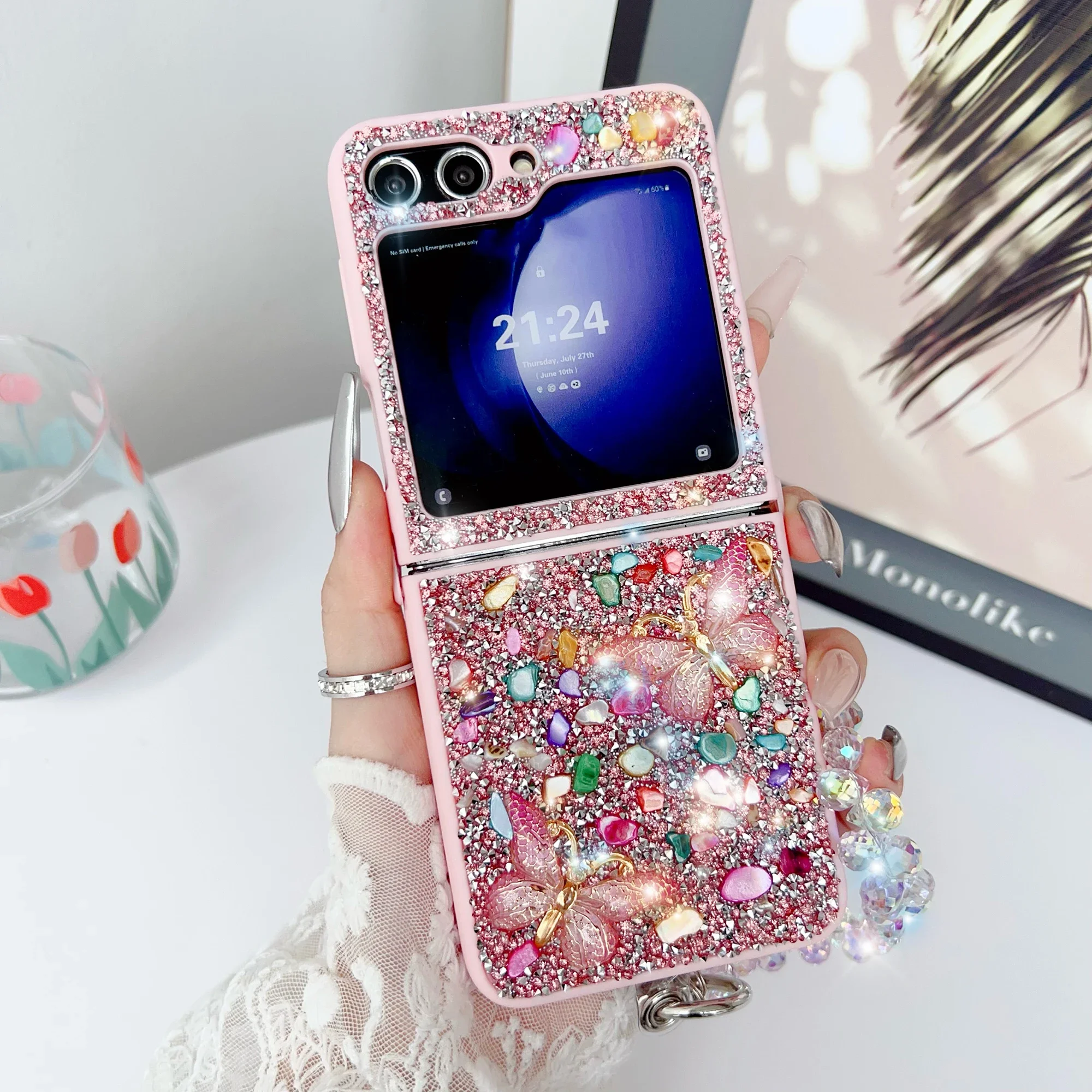Phone Cases Z Flip 7 - Casing Ponsel Glitter Mewah untuk Samsung