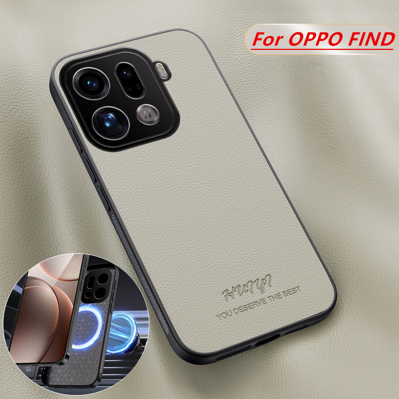 Phone Cases Oppo - Casing Ponsel Magnetik Kulit Mewah dengan