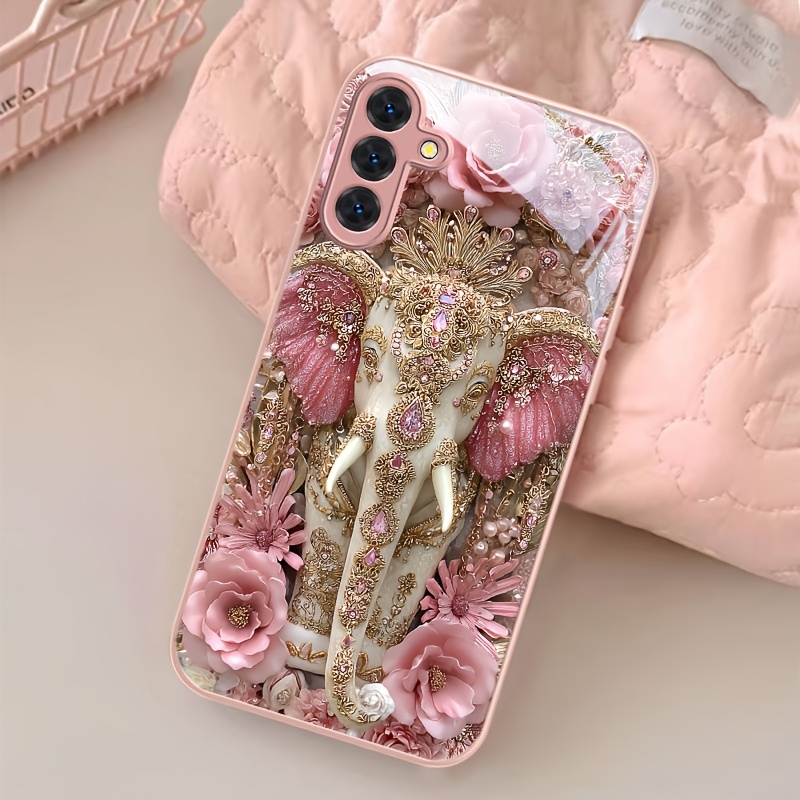 Phone Cases Vintage - Casing Ponsel Kaca Motif Bunga Gajah