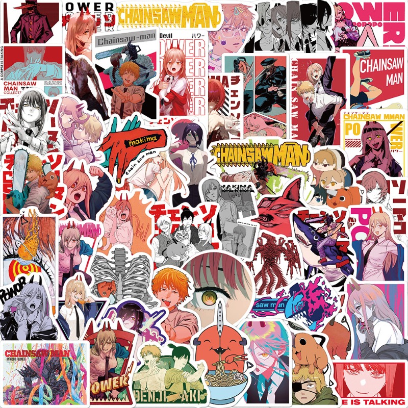 Phone Cases Men - 50pcs Stiker Anime Chainsaw Man Vinyl