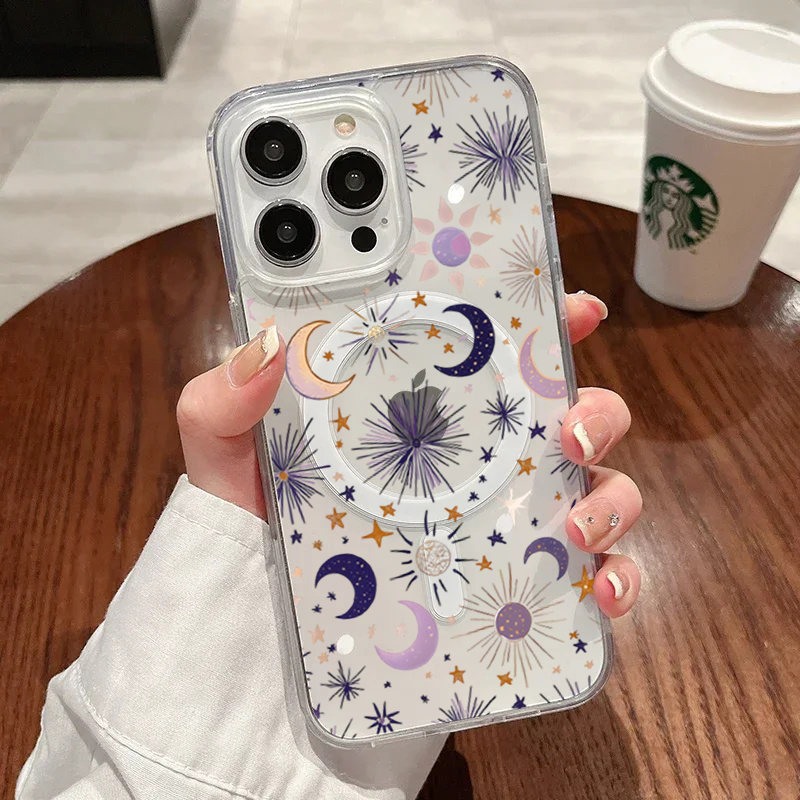 Phone Cases Magnetic - Casing Ponsel Romantis Matahari Bulan Bintang