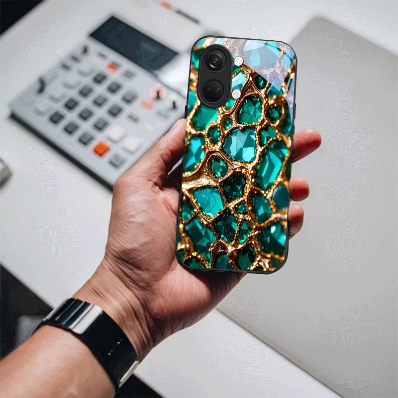 Casing Ponsel Kaca Hitam Emas  - Phone Cases Green ulasan dan harga